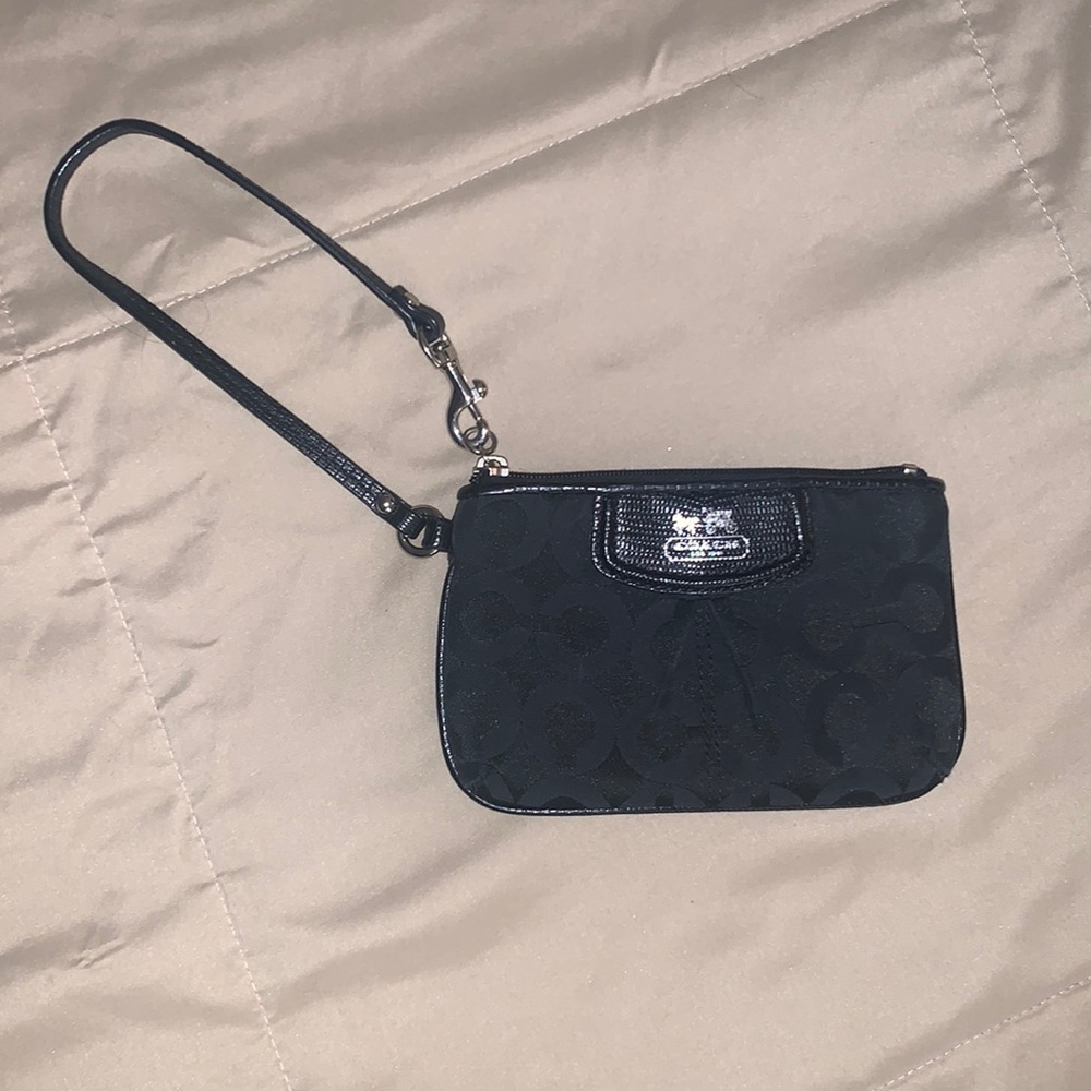 Coach Black Wristlet Small Classic C Print